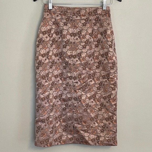 Vintage‎ Floral Jacquard Pencil Skirt Asian Inspired Workwear - Picture 2 of 5